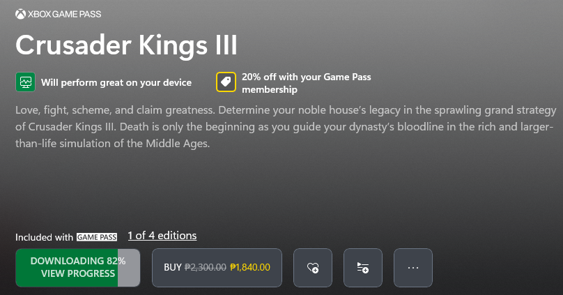 The compromise was to get it via Game Pass